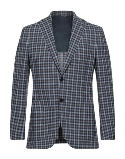 Tombolini Man Suit Jacket Pastel Blue Size 42 Virgin Wool, Cotton, Linen, Elastane
