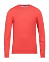Drumohr Man Sweater Red Size 44 Super 140s Wool In Tomato Red