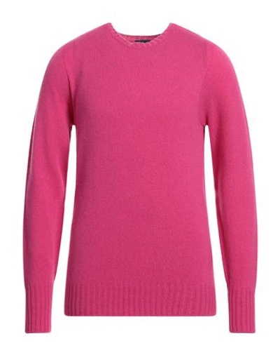 Drumohr Man Sweater Fuchsia Size 46 Lambswool In Pink