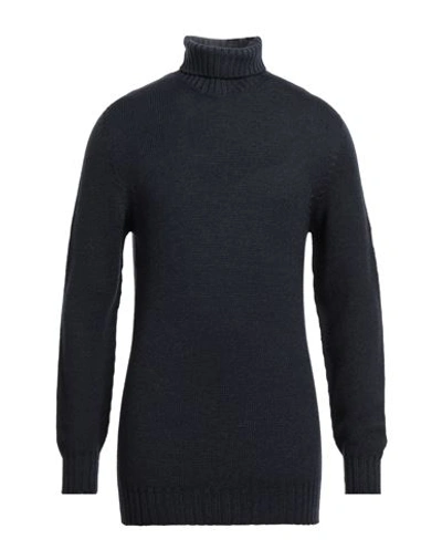 Drumohr Man Turtleneck Navy Blue Size 40 Merino Wool In Navy Blue