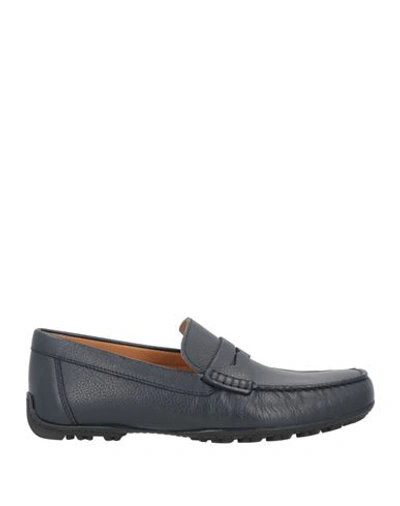 Geox Man Loafers Blue Size 11 Soft Leather In Blue