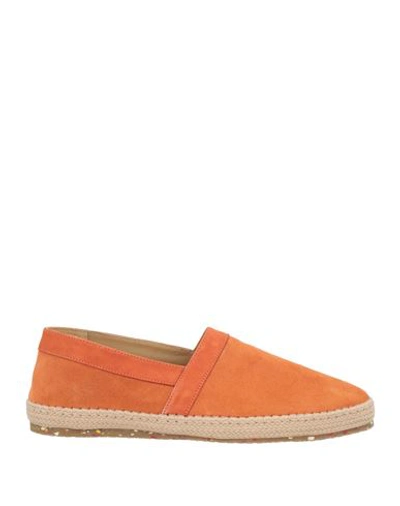 Eleventy Man Espadrilles Orange Size 11 Soft Leather In Orange