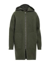 Rick Owens Green Zip-up Hooded Wool Coat In Green