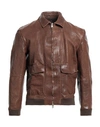 Dfour Man Jacket Brown Size 46 Soft Leather