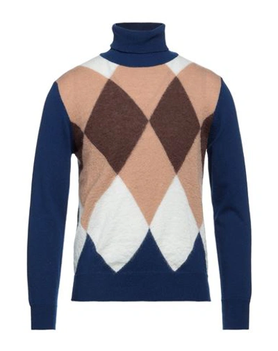 +39 Masq Man Turtleneck Blue Size 44 Merino Wool, Mohair Wool, Polyamide