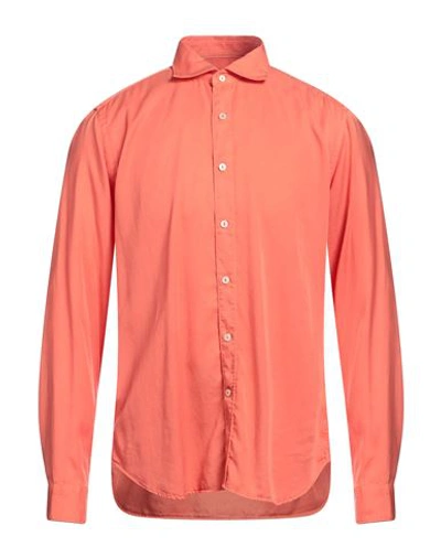 Tintoria Mattei 954 Man Shirt Orange Size 17 Tencel