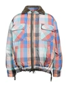 Sacai Check-pattern Zip-up Bomber Jacket In Orange