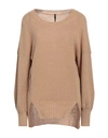 Manila Grace Woman Sweater Camel Size L Polyamide, Wool, Alpaca Wool In Beige