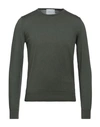 Vneck Man Sweater Military Green Size 44 Cotton