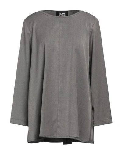 Alpha Studio Woman Top Grey Size 8 Polyester, Viscose, Elastane