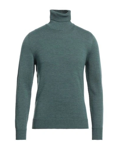 Drumohr Man Turtleneck Deep Jade Size 36 Merino Wool In Green