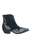 Tosca Blu Woman Ankle Boots Navy Blue Size 6 Soft Leather, Textile Fibers In Navy Blue