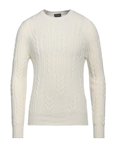 Drumohr Man Sweater Cream Size 48 Cashmere In White