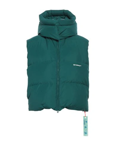 Off-white Man Down Jacket Emerald Green Size S Polyester