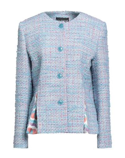 Boutique Moschino Pleated Bouclé-tweed Jacket In Light Blue