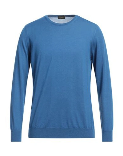 Drumohr Man Sweater Sky Blue Size 42 Cashmere In Blue