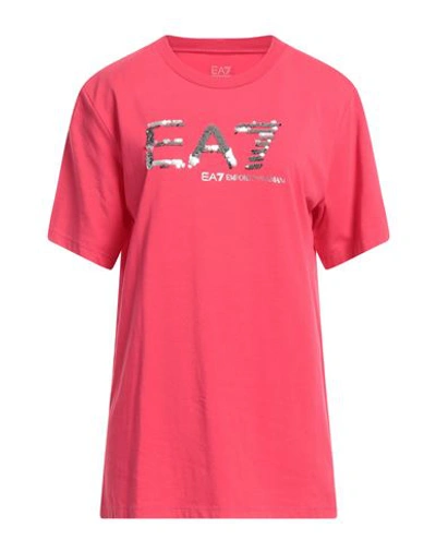 Ea7 Woman T-shirt Fuchsia Size S Cotton, Elastane In Pink