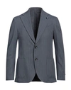 Lardini Man Blazer Slate Blue Size 46 Cotton, Wool In Blue