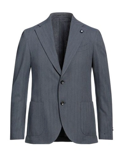 Lardini Man Blazer Slate Blue Size 46 Cotton, Wool