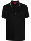 Hugo Boss Logo-print Cotton Polo Shirt In Black