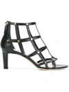 Jimmy Choo Tina 65 Black Calf Leather Sandals With Light Gold Studs