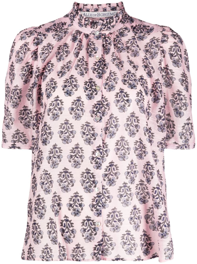 Alix Of Bohemia Winnie Pink Lily Silk Shirt