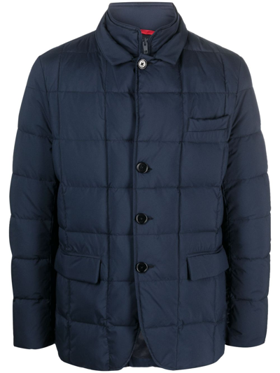 Fay Quilted Button-fastening Jacket In Blue