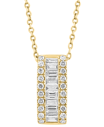Effy Collection Effy Diamond Baguette & Round Vertical Bar 18" Pendant Necklace (1/2 Ct. T.w.) In 14k Gold (also Ava