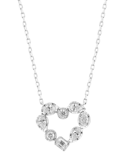 Effy Collection Effy Diamond Multi-cut Heart 18" Pendant Necklace (1/2 Ct. T.w.) In 14k White Gold