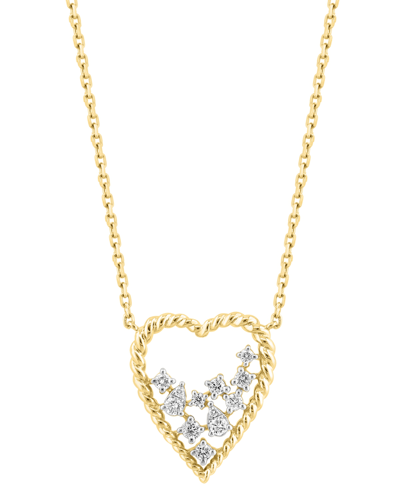 Effy Collection Effy Diamond Scattered Cluster Heart 18" Pendant Necklace (1/4 Ct. T.w.) In 14k Gold