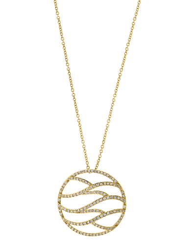 Effy Collection Effy Diamond Openwork Disc 18" Pendant Necklace (1/2 Ct. T.w.) In 14k Gold