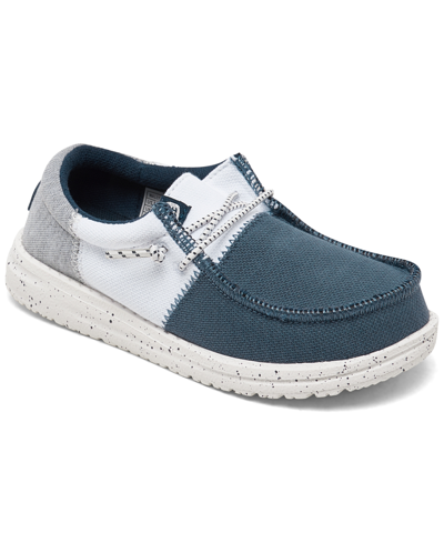 Hey Dude Toddler Kids Wally Tri Varsity Casual Moccasin Sneakers From Finish Line In Navy/white/gray