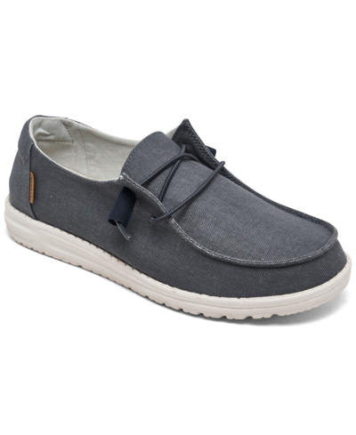 Hey Dude Women's Wendy Chambray Casual Moccasin Sneakers From Finish Line In Navy/white