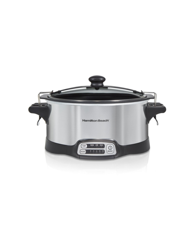Hamilton Beach Stay Or Go Stovetop Sear Cook 6 Quart Slow Cooker In Silver