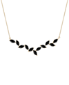 Macy's Onyx Marquise 17" Collar Necklace In 14k Gold-plated Sterling Silver In Gold
