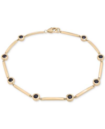 Macy's Onyx Bezel Bar Link Bracelet In 14k Gold