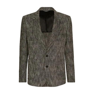 Dolce & Gabbana Single-breasted Herringbone Jacket In Fantasy_not_print_