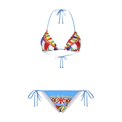 Dolce & Gabbana Bikini A Triangolo Stampa Carretto In Multicolor