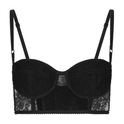 Dolce & Gabbana Lace Balconette Corset With Straps In Black