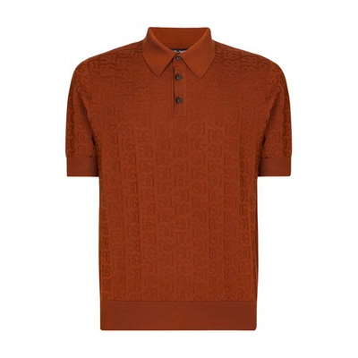 Dolce & Gabbana Jacquard-logo Polo Shirt In Orange