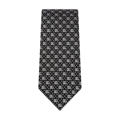 Dolce & Gabbana Logo-jacquard Silk Tie In Black_white