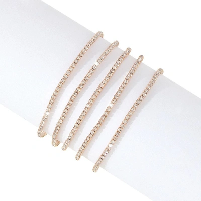 Adornia Set Of 5 Crystal Tennis Stretch Bracelets In Gold