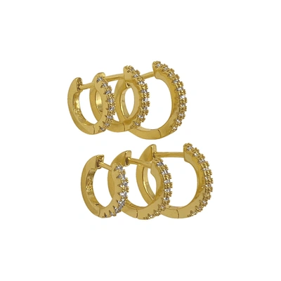Adornia Huggie Hoop Earring Pack Gold In Yellow