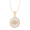 ADORNIA MOTHER OF PEARL EVIL EYE PENDANT NECKLACE GOLD