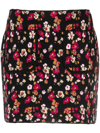 Barrie Floral-print Cashmere Miniskirt In Black