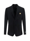 Versace Black Single-breasted Blazer With Logo Plaque