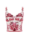 Dolce & Gabbana Majolica-print Crop Marquisette Bustier Top