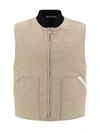 Palm Angels Full Zip Field Vest In Neutral