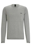 Hugo Boss Cotton-blend Regular-fit Sweater With Logo Detail In Gray