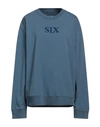 Mm6 Maison Margiela Woman Sweatshirt Slate Blue Size M Cotton